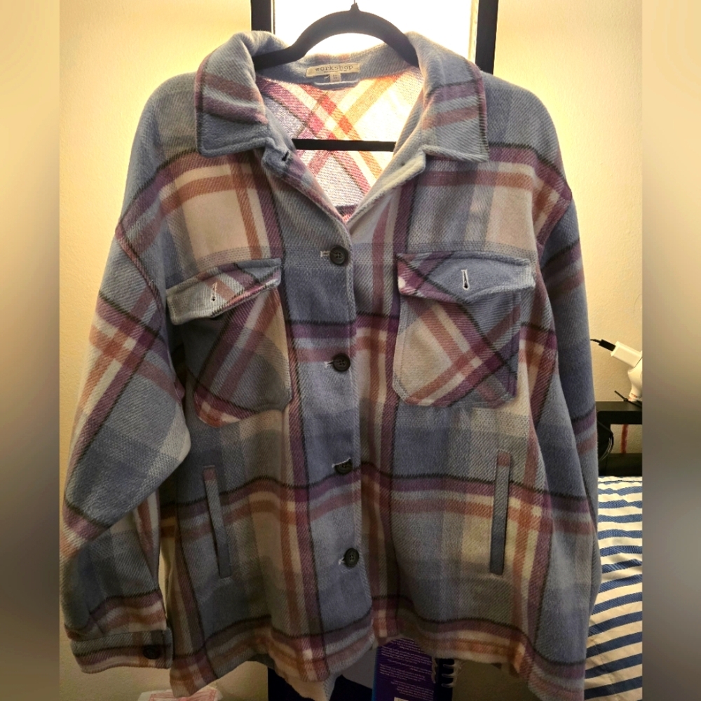 Plaid Jacket in Blue and Pink